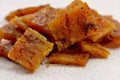 Close-up of charcoal-grilled Chinese bakkwa jerky made from chicken meat